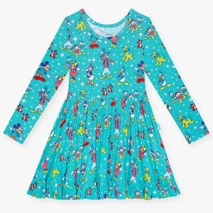 Posh Peanut Disney 100 Long Sleeve Ruffled Twirl Dress